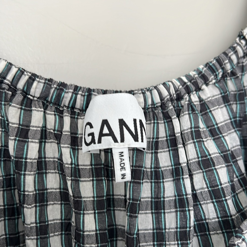 Ganni Black and White Checkered Mini Dress - Picture 7 of 8